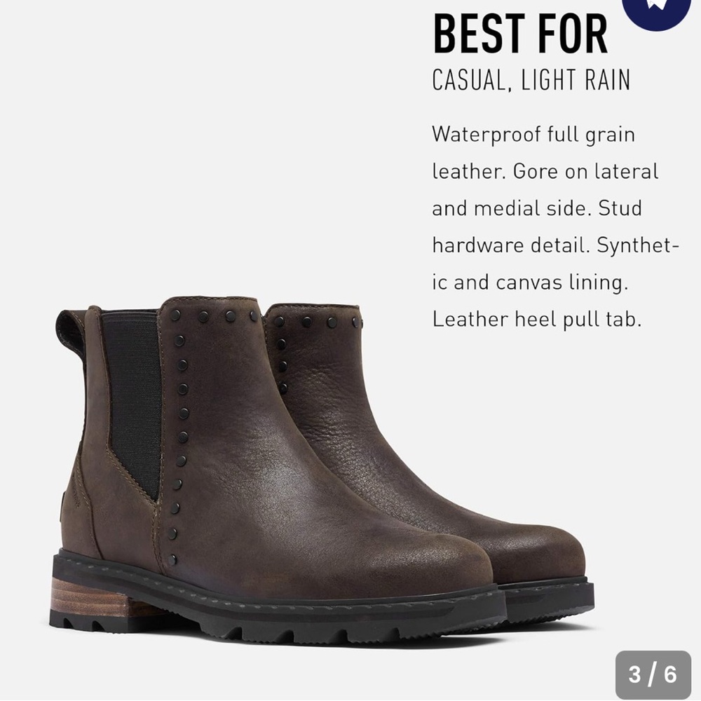 Sorel Women's Brown Leather Waterproof Chelsea Boots